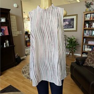 Apt 9 pink, black & white sleeveless high neck blouse-size XL